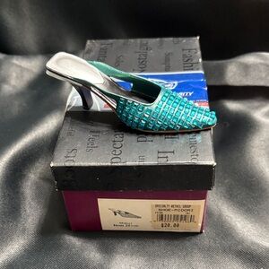 Just The Right Shoe Teal Woven Heels